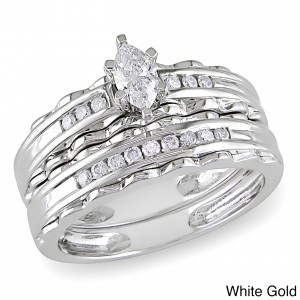 Gold 2/5ct TDW Diamond Bridal Ring Set - Handcrafted By Name My Rings™