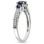 Gold Created Sapphire and 1/6ct TDW Diamond Ring - Handcrafted By Name My Rings™