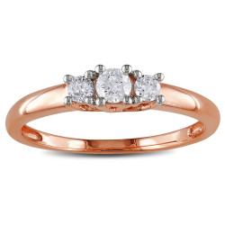 Pink Gold 1/4ct TDW Diamond 3-stone Ring - Handcrafted By Name My Rings™