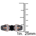Rose Gold 1ct TDW Black and White Diamond Split Shank Engagement Ring - Handcrafted By Name My Rings™