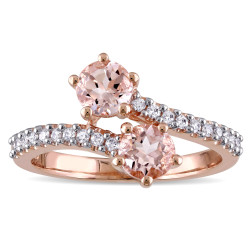 Rose Gold Morganite and 1/5ct TDW Diamond Bypass Ring - Handcrafted By Name My Rings™