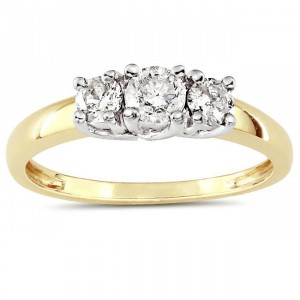 Two-tone Gold 1/2ct TDW Diamond 3-stone Ring - Handcrafted By Name My Rings™