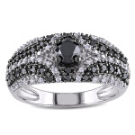 White Gold 1 1/10ct TDW Black and White Diamond Engagement Ring - Handcrafted By Name My Rings™
