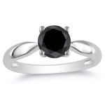 White Gold 1 1/2ct TDW Black Diamond Solitaire Ring - Handcrafted By Name My Rings™