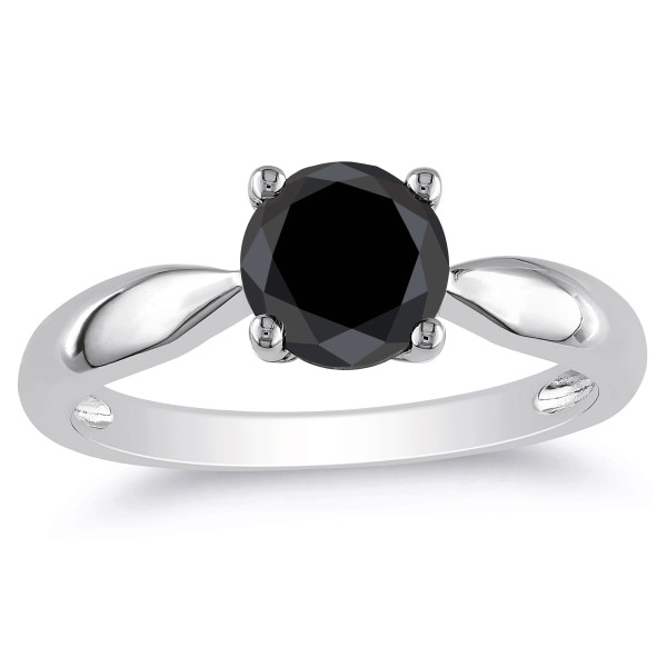 White Gold 1 1/2ct TDW Black Diamond Solitaire Ring - Handcrafted By Name My Rings™