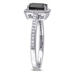 White Gold 1 1/5ct TDW Black and White Diamond Halo Engagement Ring - Handcrafted By Name My Rings™