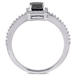 White Gold 1 1/5ct TDW Black and White Diamond Halo Engagement Ring - Handcrafted By Name My Rings™