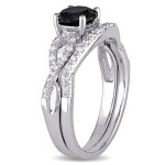 White Gold 1 1/8ct TDW Black and White Diamond Infinity Bridal Set - Handcrafted By Name My Rings™