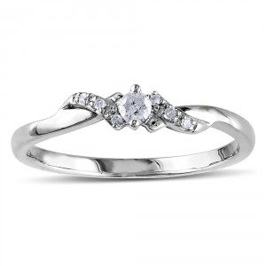 White Gold 1/10ct Diamond Twist Ring - Handcrafted By Name My Rings™