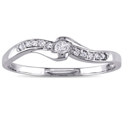 White Gold 1/10ct TDW Diamond Bypass Promise Ring - Handcrafted By Name My Rings™