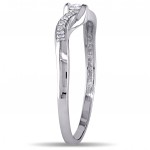 White Gold 1/10ct TDW Diamond Bypass Promise Ring - Handcrafted By Name My Rings™