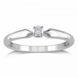 White Gold 1/10ct TDW Diamond Solitaire Promise Ring - Handcrafted By Name My Rings™