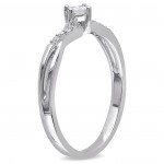 White Gold 1/10ct TDW Princess-Cut Overlapping Diamond Promise Ring - Handcrafted By Name My Rings™