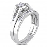 White Gold 1/2 CT TW Princess-cut Quad Diamond Engagement Wedding Bridal Set Ring - Handcrafted By Name My Rings™