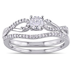 White Gold 1/2ct Diamond Infinity Bridal Set - Handcrafted By Name My Rings™