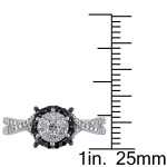White Gold 1/2ct TDW Black and White Diamond Composite Halo Split Shank Ring - Handcrafted By Name My Rings™