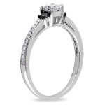 White Gold 1/2ct TDW Black and White Diamond Engagement Ring - Handcrafted By Name My Rings™
