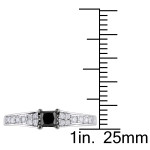 White Gold 1/2ct TDW Black and White Princess-cut Diamond Engagement Ring - Handcrafted By Name My Rings™