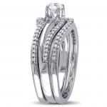 White Gold 1/2ct TDW Diamond 3-Piece Bridal Ring Set - Handcrafted By Name My Rings™