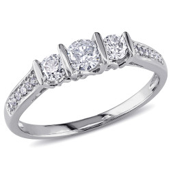 White Gold 1/2ct TDW Diamond 3-stone Engagement Ring - Handcrafted By Name My Rings™