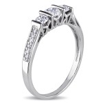 White Gold 1/2ct TDW Diamond 3-stone Engagement Ring - Handcrafted By Name My Rings™