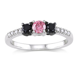 White Gold 1/2ct TDW Diamond 3-stone Engagement Ring - Handcrafted By Name My Rings™