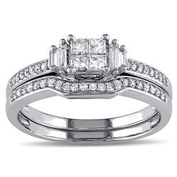 White Gold 1/2ct TDW Diamond Bridal Ring Set - Handcrafted By Name My Rings™