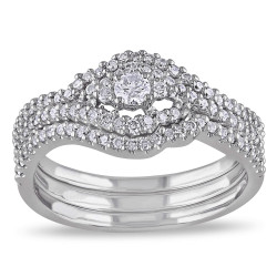 White Gold 1/2ct TDW Diamond Bridal Set - Handcrafted By Name My Rings™