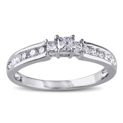 White Gold 1/2ct TDW Princess Cut Three Stone Diamond Ring - Handcrafted By Name My Rings™