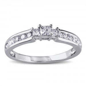 White Gold 1/2ct TDW Princess Cut Three Stone Diamond Ring - Handcrafted By Name My Rings™
