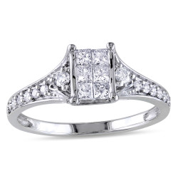 White Gold 1/2ct TDW Princess-cut Diamond Engagement Ring - Handcrafted By Name My Rings™