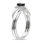 White Gold 1/3ct TDW Black and White Diamond Bridal Ring Set - Handcrafted By Name My Rings™ White Gold 1/3ct TDW Black and White Diamond Bridal Ring Set - Handcrafted By Name My Rings™