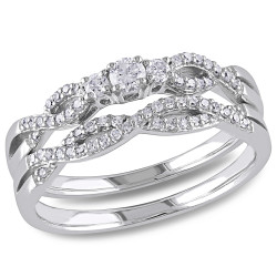 White Gold 1/3ct TDW Braided Vintage Diamond Bridal Set - Handcrafted By Name My Rings™