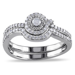 White Gold 1/3ct TDW Diamond Bridal Ring Set - Handcrafted By Name My Rings™