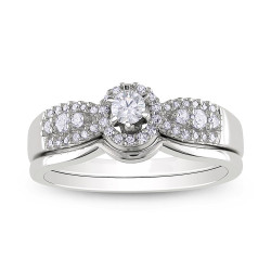 White Gold 1/3ct TDW Diamond Bridal Ring Set - Handcrafted By Name My Rings™