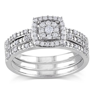 White Gold 1/3ct TDW Diamond Bridal Ring Set - Handcrafted By Name My Rings™
