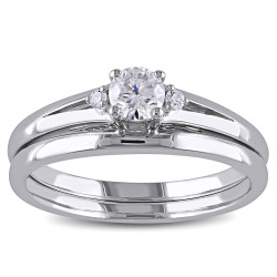 White Gold 1/3ct TDW Diamond Bridal Ring Set - Handcrafted By Name My Rings™