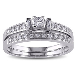 White Gold 1/3ct TDW Diamond Bridal Ring Set - Handcrafted By Name My Rings™