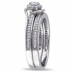 White Gold 1/3ct TDW Diamond Cluster Bridal Ring Set - Handcrafted By Name My Rings™