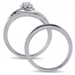 White Gold 1/3ct TDW Diamond Cluster Bridal Ring Set - Handcrafted By Name My Rings™
