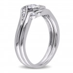 White Gold 1/3ct TDW Diamond Engagement Bridal Ring Set - Handcrafted By Name My Rings™