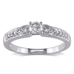 White Gold 1/3ct TDW Diamond Engagement Ring - Handcrafted By Name My Rings™