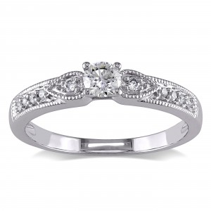 White Gold 1/3ct TDW Diamond Engagement Ring - Handcrafted By Name My Rings™