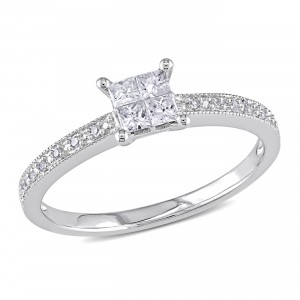 White Gold 1/3ct TDW Diamond Engagement Ring - Handcrafted By Name My Rings™