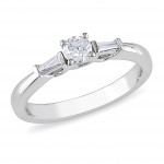 White Gold 1/3ct TDW Round Baguette Diamond Ring - Handcrafted By Name My Rings™