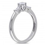 White Gold 1/3ct TDW Round Baguette Diamond Ring - Handcrafted By Name My Rings™