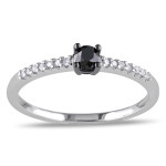 White Gold 1/4ct Black and White Diamond Ring - Handcrafted By Name My Rings™