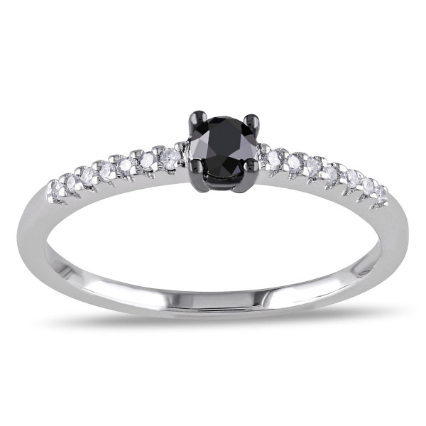 White Gold 1/4ct Black and White Diamond Ring - Handcrafted By Name My Rings™