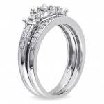 White Gold 1/4ct TDW Diamond 3-stone Anniversary-style Stackable Bridal Ring Set - Handcrafted By Name My Rings™