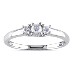 White Gold 1/4ct TDW Diamond 3-stone Promise Ring - Handcrafted By Name My Rings™